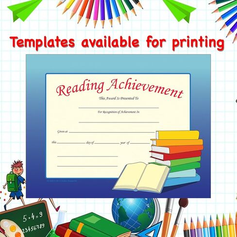 SHAPES ETC. 30pcs Reading Achievement Recognition Certificates 11in x 8.5in Colorful Award Kids Student Graduations Moving Up Ceremonies Achievement Days Banquets Academic Competitions USA Made in Saudi Arabia