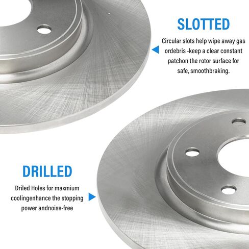12.91 بوصة استبدال دوار الفرامل الخلفية ومنصات السيراميك لسيارة دودج جورني جراند كارافان 2012-2020 متوافقة مع كرايسلر تاون آند كانتري فولكس فاجن روتان رام C/V 2012 2013 2014 2015 2016 in Kuwait