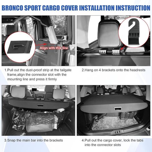 غطاء الحمولة متوافق مع Ford Bronco Sport 2021-2025 غطاء أمان قابل للسحب وغطاء أمان خلفي لصندوق السيارة وغطاء حماية وغطاء خلفي مضاد للظهور وشاشة خصوصية للأمتعة in Kuwait