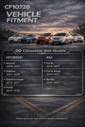 CF10728 Cabin Air Filter for Smooth Airflow & H11-Grade Filtration, Fit for Hyundai Elantra 2007-2016, for Elantra Coupe/GT 2013 2014-2017, for Accent 2008-2011 - Skyblue Composite Media in Kuwait