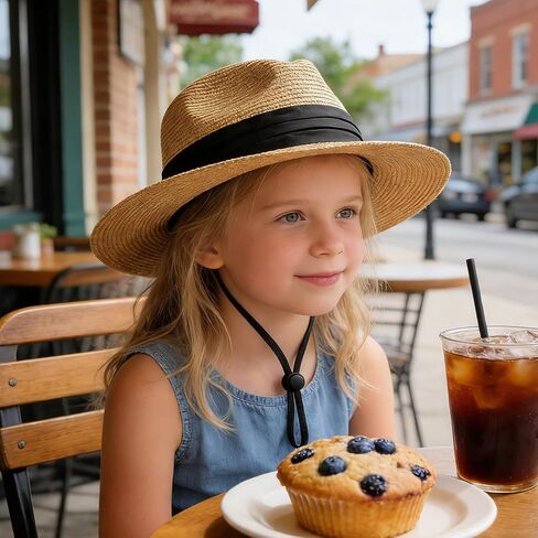 Kids Straw-Sun-Hat Boys Panama-Beach-Hat Girls Wide-Brim Sun Protection Fedora-Straw-Hat fit for 5-9T Summer-Outdoor in Kuwait