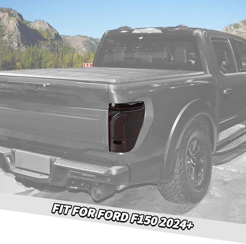 Jimen Fit for Ford F150 2024-2025, 2PCS Smoked Rear Tail Light Cover Taillight Trim Tint in Saudi Arabia
