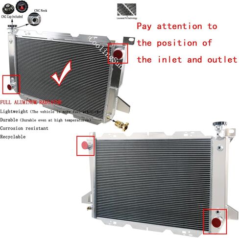 مشعاع ألومنيوم 4 صف لـ 1985-1997 Ford F Super Duty Bronco F150 F250 F350 F53 5.0L 5.8L 7.3 7.5L V8، مشعات مع مجموعة ترموستات كفن مروحة كهربائية in Kuwait