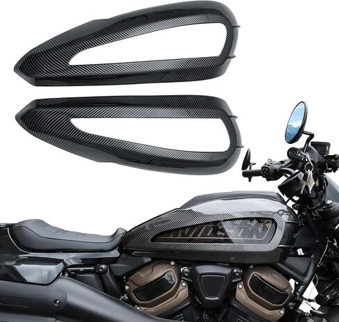 غطاء تقليم خزان الوقود لـ Sportster S 1250 21-23، غطاء حماية للخزان بنمط ألياف الكربون وأغطية الوقود الجانبية لملحقات Harley Sportster S 1250 RH1250S 2021-2023 in Saudi Arabia