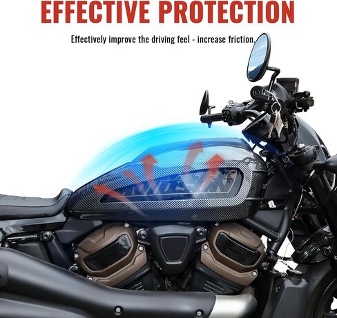 غطاء تقليم خزان الوقود لـ Sportster S 1250 21-23، غطاء حماية للخزان بنمط ألياف الكربون وأغطية الوقود الجانبية لملحقات Harley Sportster S 1250 RH1250S 2021-2023 in Saudi Arabia