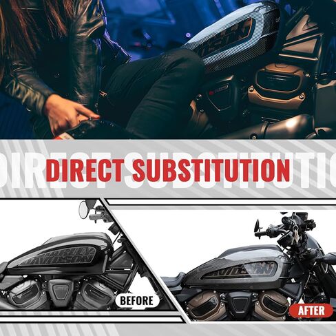 غطاء تقليم خزان الوقود لـ Sportster S 1250 21-23، غطاء حماية للخزان بنمط ألياف الكربون وأغطية الوقود الجانبية لملحقات Harley Sportster S 1250 RH1250S 2021-2023 in Saudi Arabia