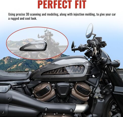 غطاء تقليم خزان الوقود لـ Sportster S 1250 21-23، غطاء حماية للخزان بنمط ألياف الكربون وأغطية الوقود الجانبية لملحقات Harley Sportster S 1250 RH1250S 2021-2023 in Saudi Arabia