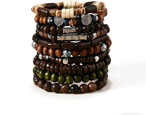 10 Pcs Beaded Bracelets for Men Adjustable Pulseras Para Hombres Set,Tree Mens Bracelet Meaningful Gift in Saudi Arabia