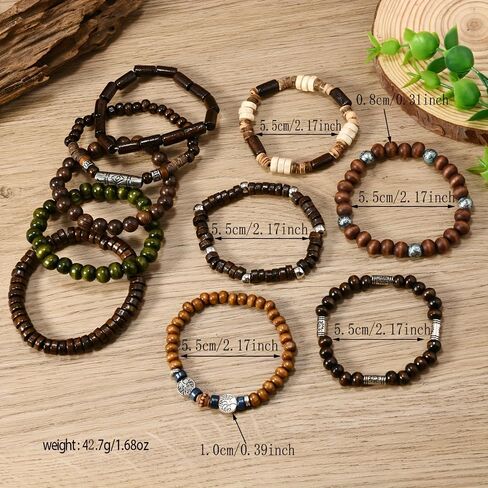 10 Pcs Beaded Bracelets for Men Adjustable Pulseras Para Hombres Set,Tree Mens Bracelet Meaningful Gift in Saudi Arabia
