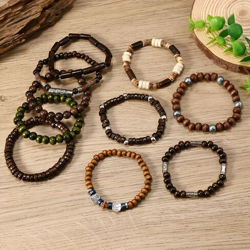 10 Pcs Beaded Bracelets for Men Adjustable Pulseras Para Hombres Set,Tree Mens Bracelet Meaningful Gift in Saudi Arabia