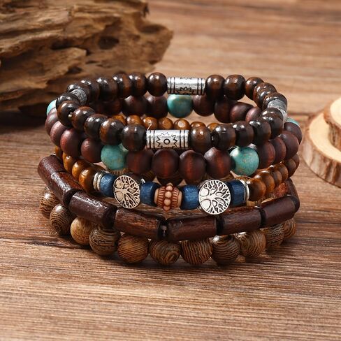 10 Pcs Beaded Bracelets for Men Adjustable Pulseras Para Hombres Set,Tree Mens Bracelet Meaningful Gift in Saudi Arabia