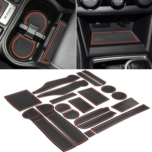 SENSHINE Cup Holder Inserts for Subaru Forester Accessories 2019 2020 2021 2022 2023 2024 Center Console Liner Door Pocket Slot Mats Non-Slip Anti Dust Cup Holder Pad Interior 19-PC Set (Orange Trim) in Saudi Arabia