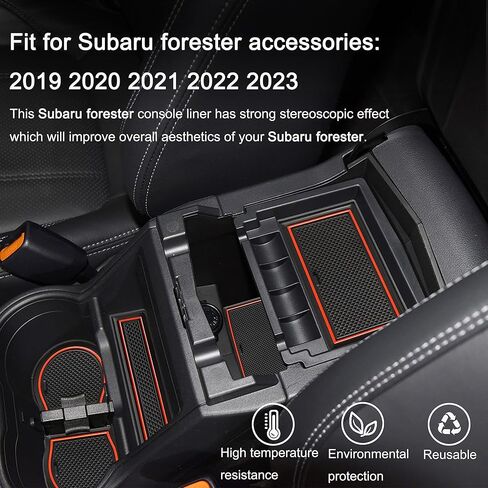 SENSHINE Cup Holder Inserts for Subaru Forester Accessories 2019 2020 2021 2022 2023 2024 Center Console Liner Door Pocket Slot Mats Non-Slip Anti Dust Cup Holder Pad Interior 19-PC Set (Orange Trim) in Saudi Arabia