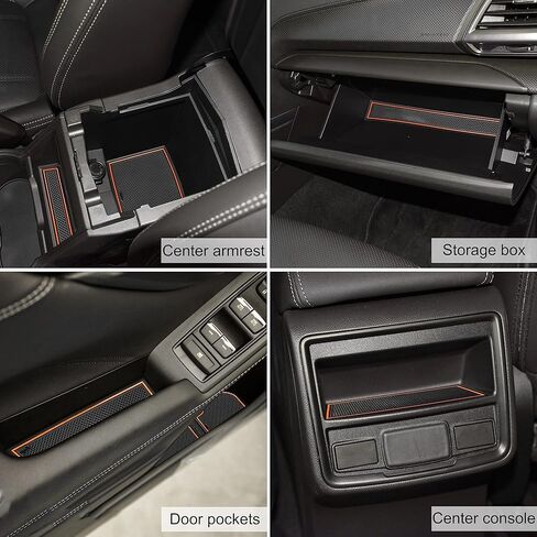SENSHINE Cup Holder Inserts for Subaru Forester Accessories 2019 2020 2021 2022 2023 2024 Center Console Liner Door Pocket Slot Mats Non-Slip Anti Dust Cup Holder Pad Interior 19-PC Set (Orange Trim) in Saudi Arabia