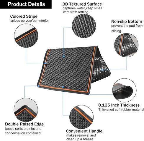 SENSHINE Cup Holder Inserts for Subaru Forester Accessories 2019 2020 2021 2022 2023 2024 Center Console Liner Door Pocket Slot Mats Non-Slip Anti Dust Cup Holder Pad Interior 19-PC Set (Orange Trim) in Saudi Arabia