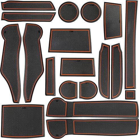 SENSHINE Cup Holder Inserts for Subaru Forester Accessories 2019 2020 2021 2022 2023 2024 Center Console Liner Door Pocket Slot Mats Non-Slip Anti Dust Cup Holder Pad Interior 19-PC Set (Orange Trim) in Saudi Arabia