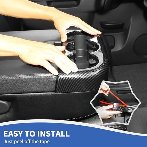 Center Console Front Cup Holder Panel Trim Cover Compatible with Chevy Silverado & GMC-Sierra 2007-2013, Carbon Fiber in Saudi Arabia