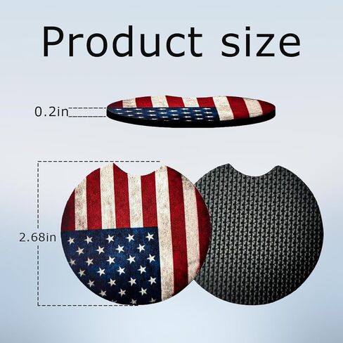 2PCS Car Cup Holder Coasters, American Flag Anti-Slip Waterproof Auto Insert Cup Holder Pads, Vehicle Interior Decor Embedded Drink Mat Accessories, Universal for RV, SUV, Truck (Red) in Kuwait