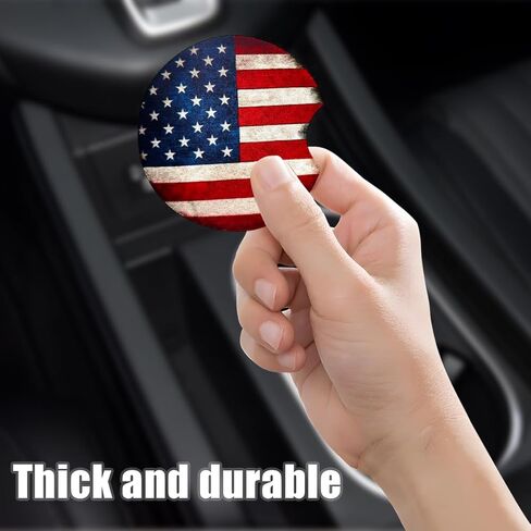 2PCS Car Cup Holder Coasters, American Flag Anti-Slip Waterproof Auto Insert Cup Holder Pads, Vehicle Interior Decor Embedded Drink Mat Accessories, Universal for RV, SUV, Truck (Red) in Kuwait