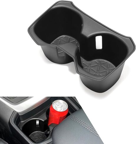 حامل أكواب، منظم حامل أكواب مركزي ثلاثي الأبعاد، بطانة حامل مشروبات مضادة للانزلاق ومضادة للصدمات، متوافق مع 2020-2024 RAV4 (أسود) in Kuwait