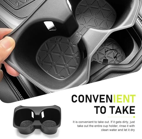 حامل أكواب، منظم حامل أكواب مركزي ثلاثي الأبعاد، بطانة حامل مشروبات مضادة للانزلاق ومضادة للصدمات، متوافق مع 2020-2024 RAV4 (أسود) in Kuwait