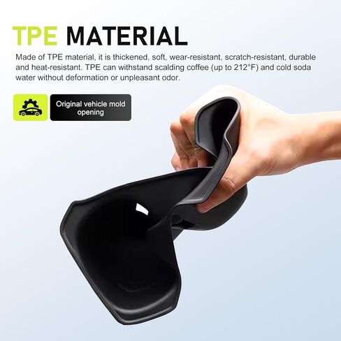 حامل أكواب، منظم حامل أكواب مركزي ثلاثي الأبعاد، بطانة حامل مشروبات مضادة للانزلاق ومضادة للصدمات، متوافق مع 2020-2024 RAV4 (أسود) in Kuwait