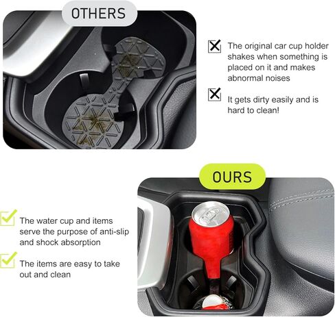 حامل أكواب، منظم حامل أكواب مركزي ثلاثي الأبعاد، بطانة حامل مشروبات مضادة للانزلاق ومضادة للصدمات، متوافق مع 2020-2024 RAV4 (أسود) in Kuwait