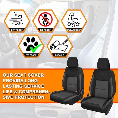 Front Seat Covers Compatible with 2022-2026 Ford Maverick XLT/XL/Lariat, Neoprene Durability Truck Seat Cover, Black and Charcoal in Kuwait