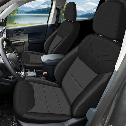 Front Seat Covers Compatible with 2022-2026 Ford Maverick XLT/XL/Lariat, Neoprene Durability Truck Seat Cover, Black and Charcoal in Kuwait