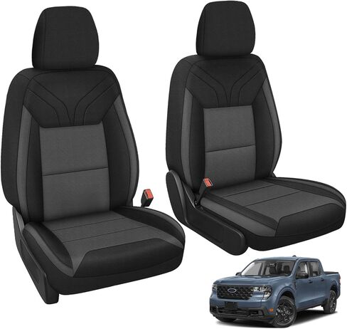 Front Seat Covers Compatible with 2022-2026 Ford Maverick XLT/XL/Lariat, Neoprene Durability Truck Seat Cover, Black and Charcoal in Kuwait