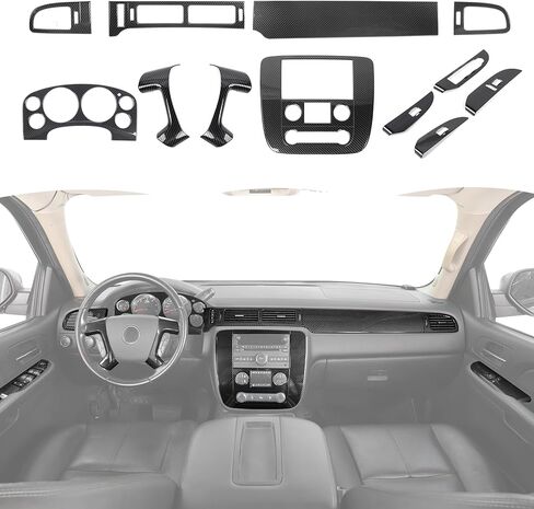 RT-TCZ Carbon Fiber Interior Trim Kit Cover Center Console Decoration Accessories for Chevy Avalanche/Suburban/Tahoe 2007-2013,for GMC Yukon/Sierra 2007-2013,12PCS in Saudi Arabia