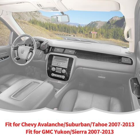 RT-TCZ Carbon Fiber Interior Trim Kit Cover Center Console Decoration Accessories for Chevy Avalanche/Suburban/Tahoe 2007-2013,for GMC Yukon/Sierra 2007-2013,12PCS in Saudi Arabia