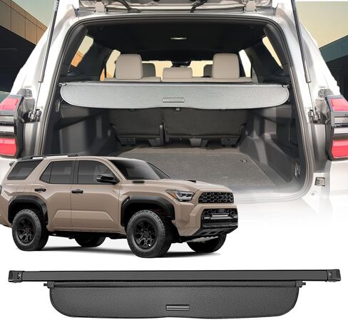 غطاء صندوق السيارة القابل للسحب لسيارة Toyota 4Runner 2025 الجديدة كليًا، (نسيج ألياف الكربون) يناسب ملحقات Toyota 4Runner 2025 واقي أمان صندوق السيارة الخلفي in Kuwait