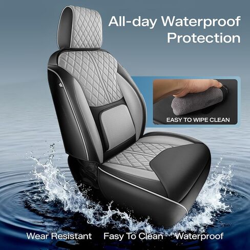 أغطية مقاعد مخصصة لسيارة Wrangler JK 2013-2017 ذات 4 أبواب، وسادة غطاء شاحنة صغيرة مع واقي مقعد مقاوم للماء من الجلد الصناعي (أسود رمادي، مجموعة كاملة) in Kuwait