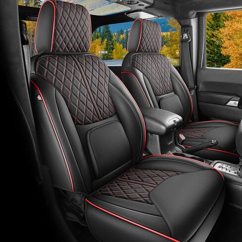 أغطية مقاعد مخصصة لسيارة Wrangler JK 2013-2017 ذات 4 أبواب، وسادة غطاء شاحنة صغيرة مع واقي مقعد مقاوم للماء من الجلد الصناعي (أسود رمادي، مجموعة كاملة) in Kuwait