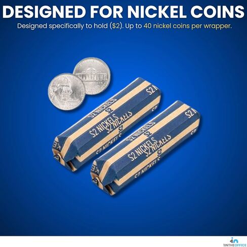 1InTheOffice Nickel Coin Wrappers, Paper Coin Roll Wrappers, Flat Tubular, 1000/Box in Saudi Arabia