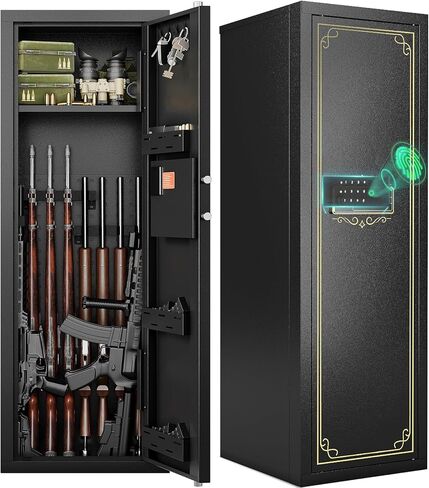 KAER 10-15 Biometric Gun Safe for Rifles and Pistols,Large Gun Cabinet with Removable Racks & Adjustable Shelf,Fingerprint Keypad Lock Rifle Safe for Home & Hunting(AR-15) in Kuwait