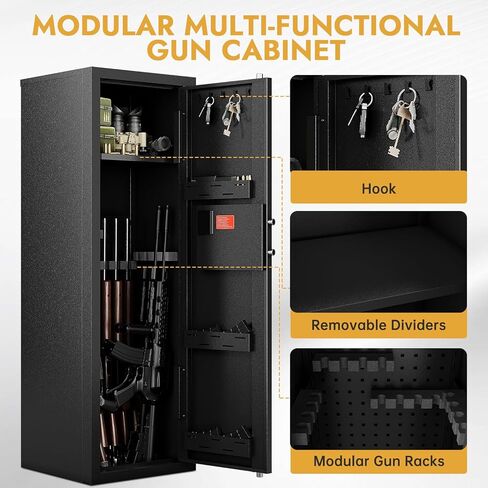KAER 10-15 Biometric Gun Safe for Rifles and Pistols,Large Gun Cabinet with Removable Racks & Adjustable Shelf,Fingerprint Keypad Lock Rifle Safe for Home & Hunting(AR-15) in Kuwait