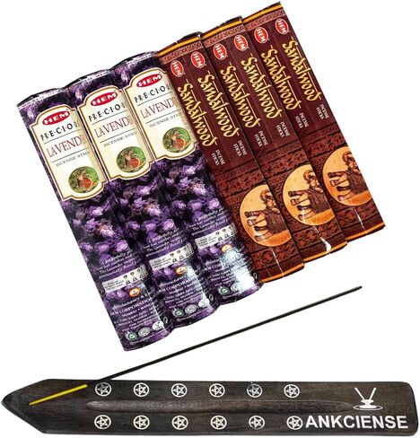 Sandalwood & Lavender from Hem Bundled with ANKCIENSE Incense Holder Bundle, Variety Pack of 120 Sticks. in Kuwait