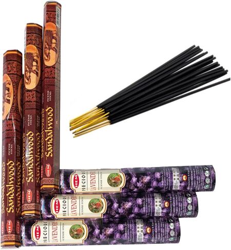 Sandalwood & Lavender from Hem Bundled with ANKCIENSE Incense Holder Bundle, Variety Pack of 120 Sticks. in Kuwait
