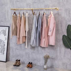 Industrial Retro Wall Mounted Pipe Shelf Bathroom Hanging Towel Rack,Metal Bedroom Clothing Rod Garment Rack,Display Stand (One Pipe Shelves, Gold, 24" L x 11.8" D) in Saudi Arabia