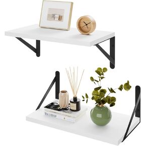 IBUYKE Deep Floating Shelves for Wall,8 Inch Deep Floating Shelves Set of 2,16W x 8D Wood Wall Shelf,Wide Floating Bookshelf for Living Room, Kitchen, Office TFS002R-2 in Kuwait