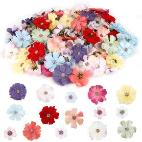 رؤوس زهور صناعية 150 قطعة من الزهور للحرف اليدوية، قبعة التخرج، رؤوس زهور اصطناعية صغيرة، رؤوس زهور صناعية من الحرير السائب، زهور الفاوانيا المزيفة، قبعة التخرج، DIY، إكليل الزفاف، ديكور ملون in Kuwait