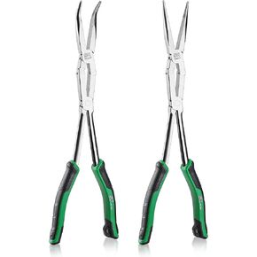 SK 2-Piece Double Compound Long Reach Pliers Set, 13-Inch Straight Long Nose Pliers, 45° Bent Nose, with Comfort Grips, Premium CR-V Steel Construction in Kuwait