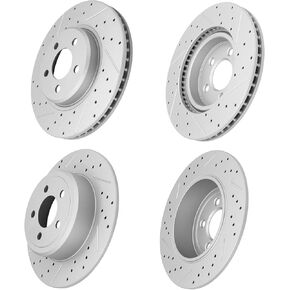 Front & Rear Drilled Slotted Brake Disc Rotors Fit for Chrysler 300 2005-2021, Dodge Charger 2006-2020, Challenger 2009 2010 2011 2012 2013 2014 2015 2016 2017 2018 2019 2020 2021, Magnum 2005-2008 in Kuwait