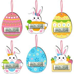 Easter Money Holder Cards Set of 6 Easter Eggs Bunnies Money Holder Cards for Easter Basket Tag Gift Card Money Gifts Easter Decor Ideas in Kuwait
