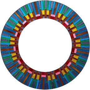 Mosaic Mirror, Wall Art Décor – Handcrafted Decorative Wall Mirror, Orange and Golden Yellow Mosaic, for Hallway, Bedroom, Bathroom, Living Room in Saudi Arabia