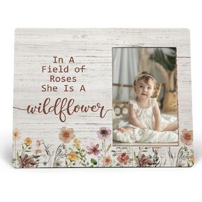 Baby Girl Picture Frame, Gifts for Daughter, In a Field of Roses She Is a Wildflower Picture Frames, Girl Photo Frame for Daughter Friend Girls, Inspirational Wood Photo Frame for 4x6 Photos in Kuwait