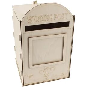 Wooden Wedding Card Box, DIY Envelope Holder Box Wedding Post Box with Lock Key and Slot for Wedding Graduation Anniversary Party Baby Shower Reception Decoration in Kuwait