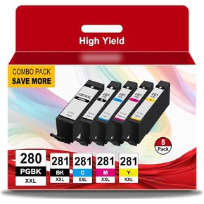 280XXL 281XXL Ink Cartridges Replacement for Canon 280 Ink Compatible With Canon 281 Ink PGI-280 CLI-281 Ink Work with TS6220 TR8520 TR8600 TS9521c TR8620 TS702a TS9520 TR7520 TR8622a Printer(5 Pack) in Kuwait
